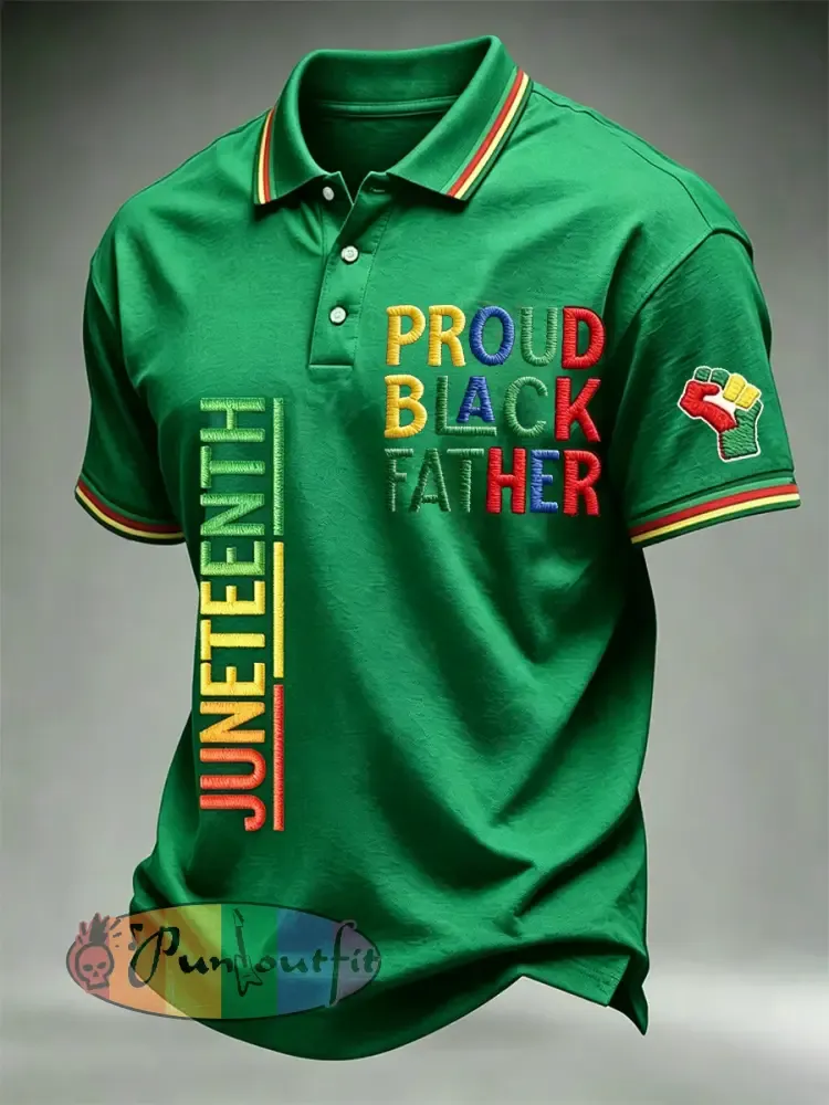 Men’s Juneteenth Print Casual Polo - Green · S
