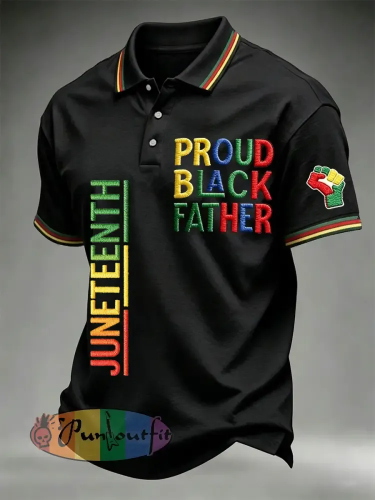 Men’s Juneteenth Print Casual Polo - Black · S