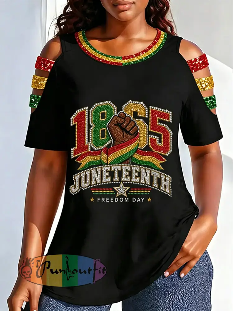Women’s Juneteenth Print Casual Tee - Black · S
