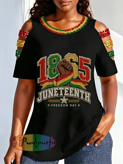 Women’s Juneteenth Print Casual Tee - Black · S