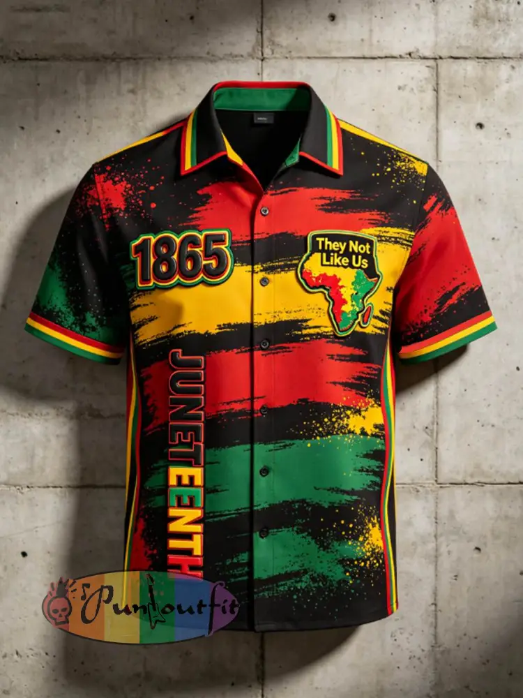Men’s Juneteenth They Not Like Us Since 1865 Print Casual Shirt - Black · S