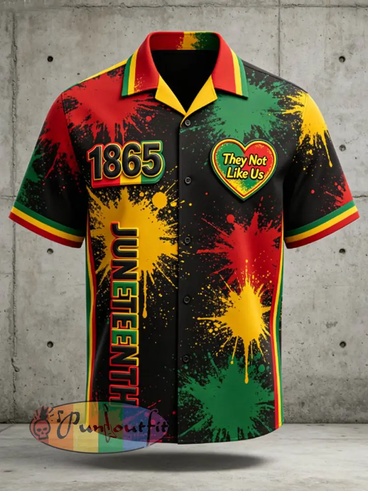 Men’s Juneteenth They Not Like Us Since 1865 Print Casual Shirt - Black · S