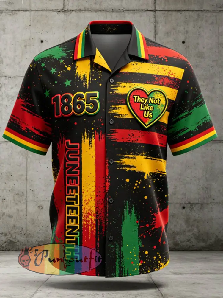 Men’s Juneteenth They Not Like Us Since 1865 Print Casual Shirt - Black · S