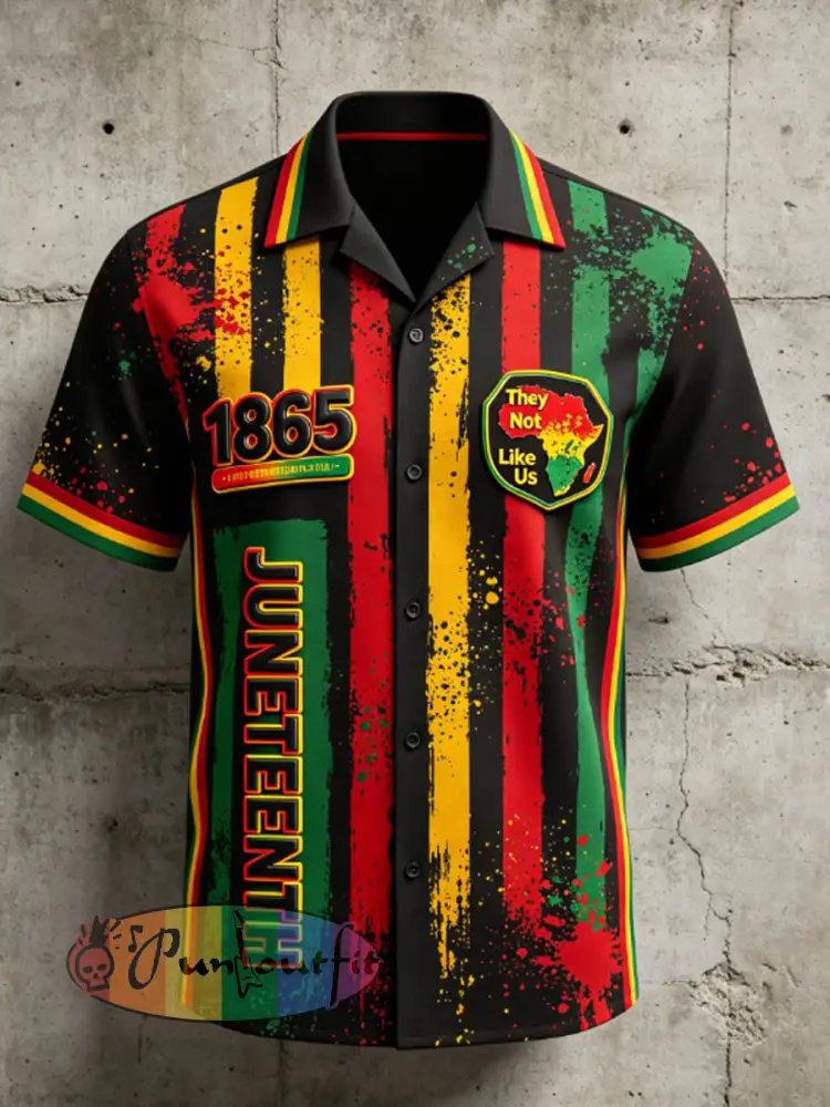 Men’s Juneteenth They Not Like Us Since 1865 Print Casual Shirt - Black · S