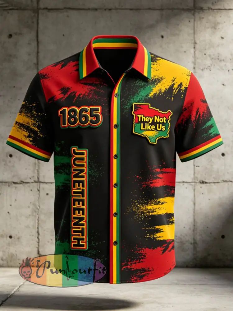 Men’s Juneteenth They Not Like Us Since 1865 Print Casual Shirt - Black · S