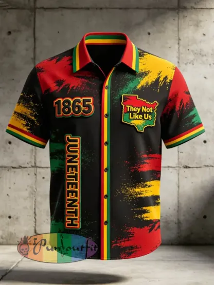 Men’s Juneteenth They Not Like Us Since 1865 Print Casual Shirt - Black · S