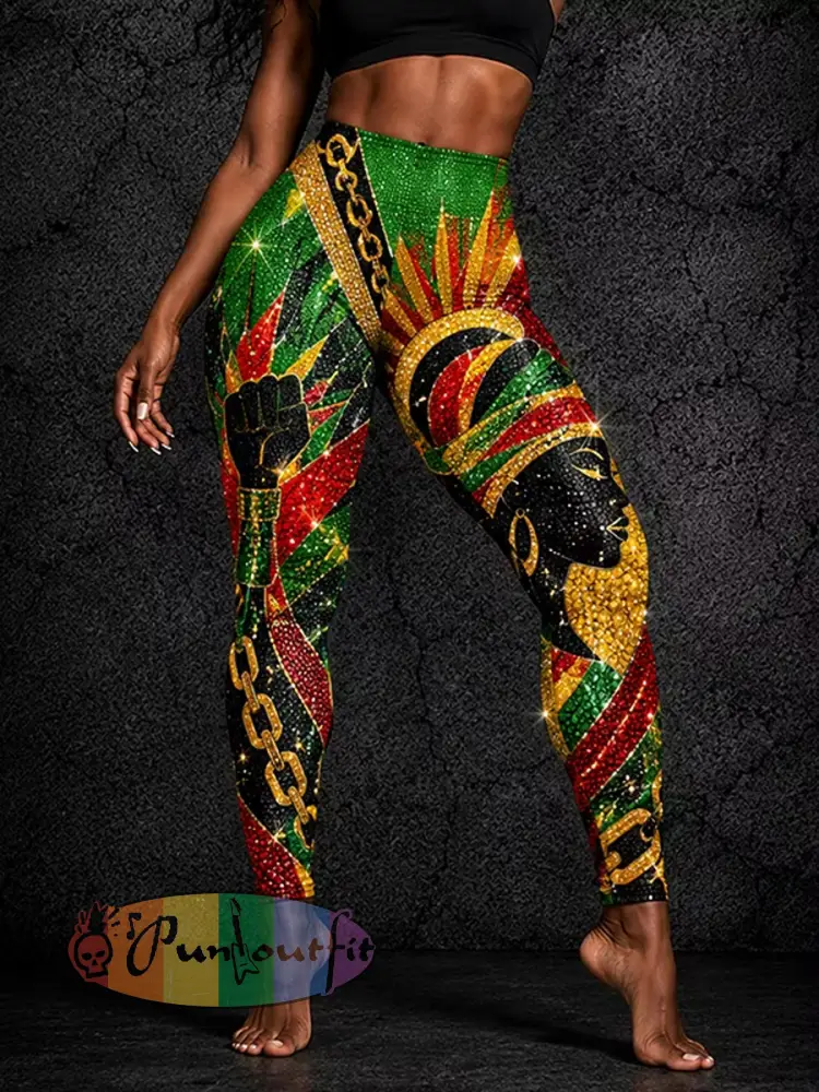 Women’s Juneteenth Breaking Every Chain Since 1865 Art Print Leggings - As picture · S