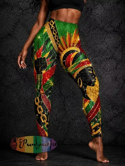 Women’s Juneteenth Breaking Every Chain Since 1865 Art Print Leggings - As picture · S