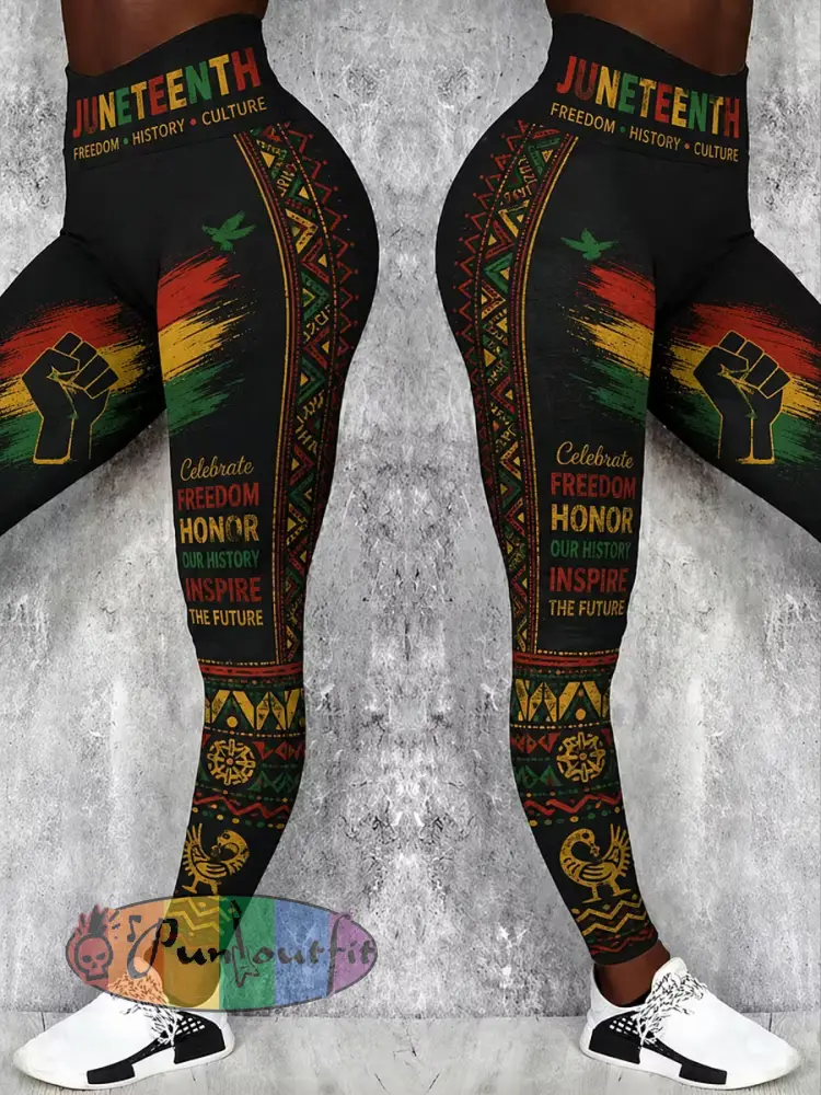 Women’s Juneteenth Breaking Every Chain Since 1865 Art Print Leggings - As picture · S