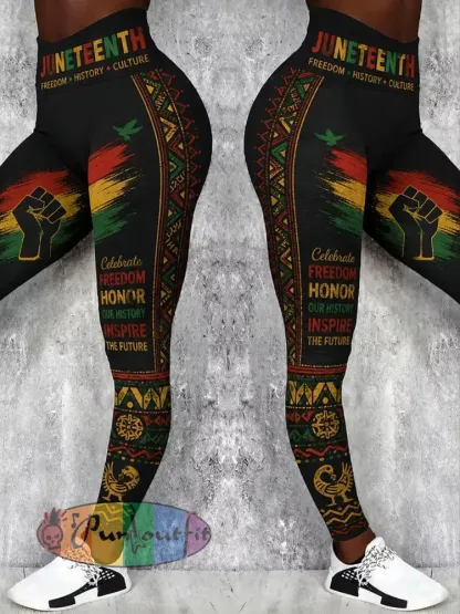 Women’s Juneteenth Breaking Every Chain Since 1865 Art Print Leggings - As picture · S