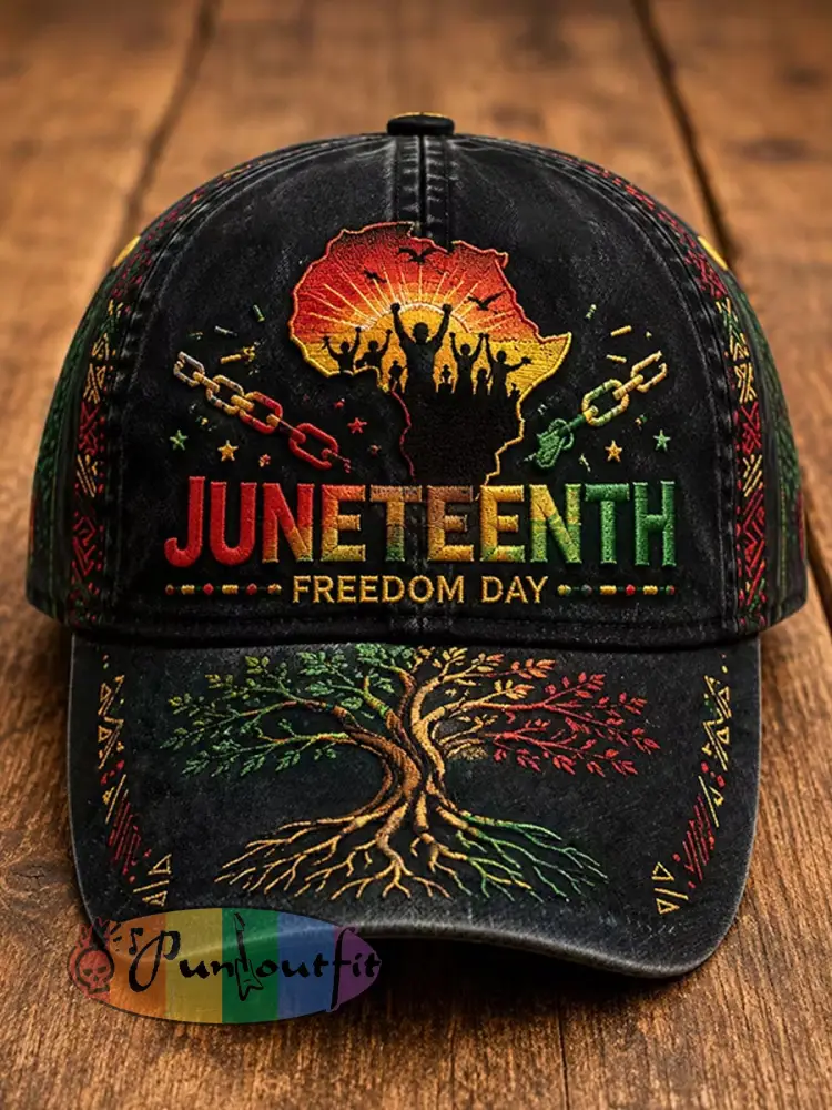 Unisex Juneteenth Breaking Every Chain Since 1865 Art Print Hat - Black · ONE