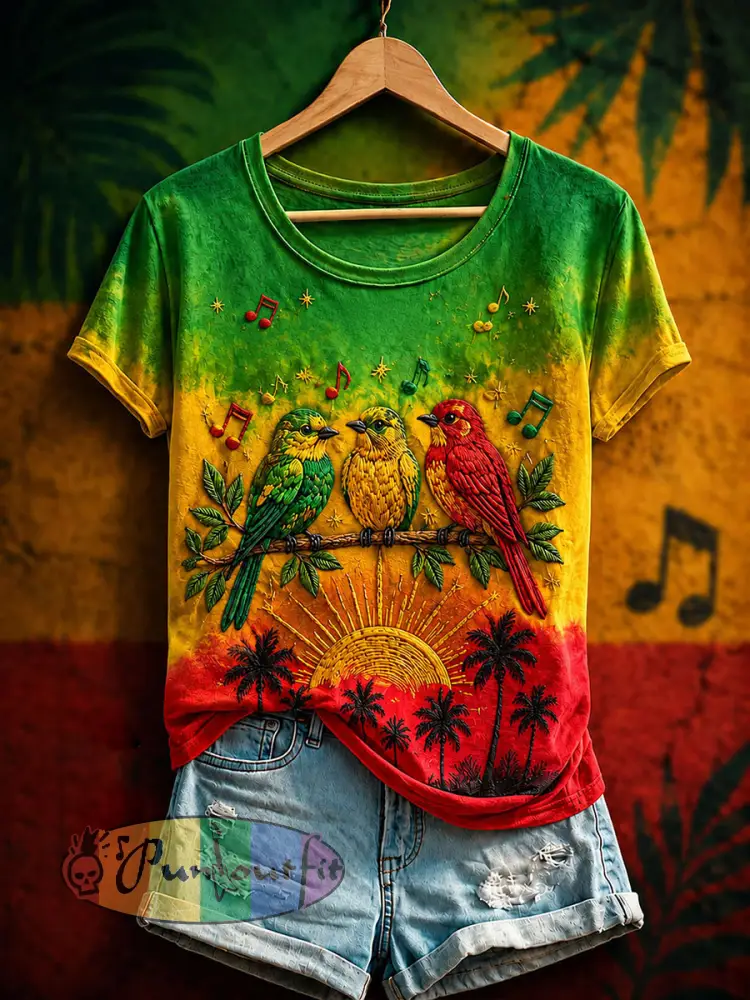 Women’s ’Every Little Thing Is Gonna Be Alright’ Printed Casual T-Shirt - As picture · S