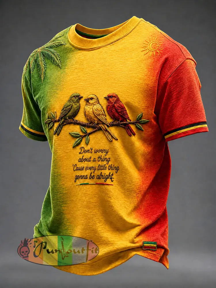 Men’s ’Every Little Thing Is Gonna Be Alright’ Printed Casual T-Shirt - As picture · S