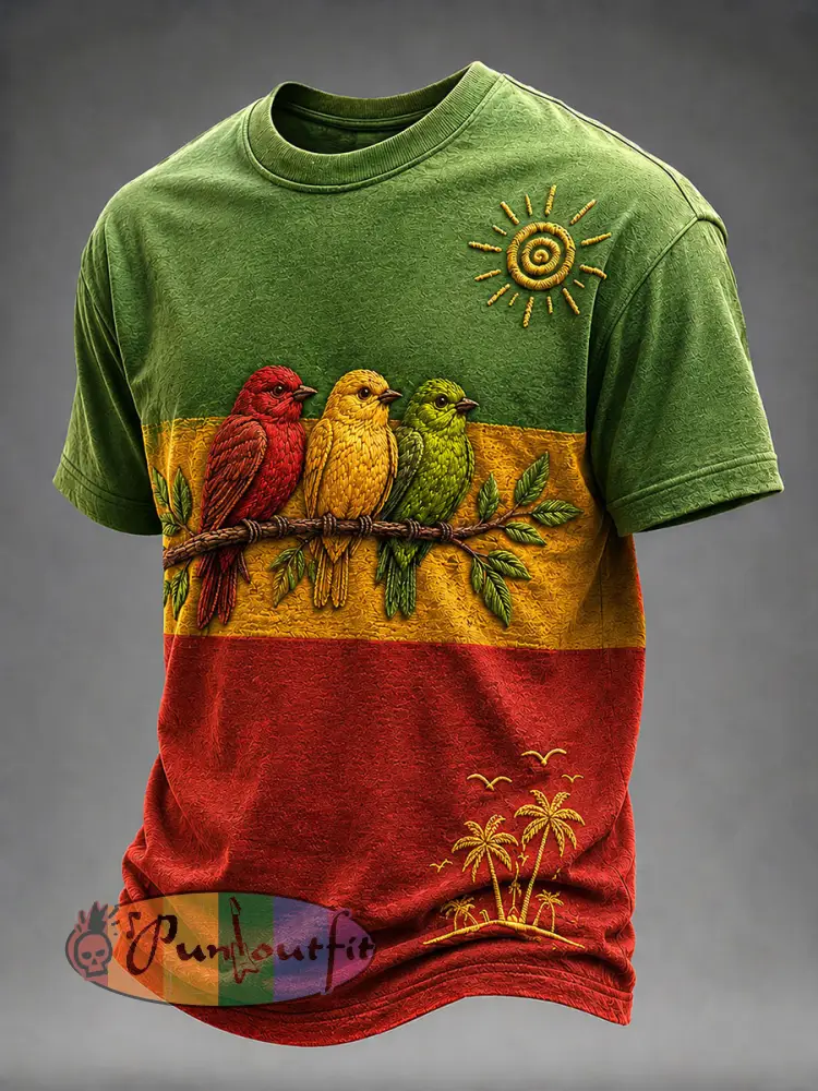 Men’s ’Every Little Thing Is Gonna Be Alright’ Printed Casual T-Shirt - As picture · S