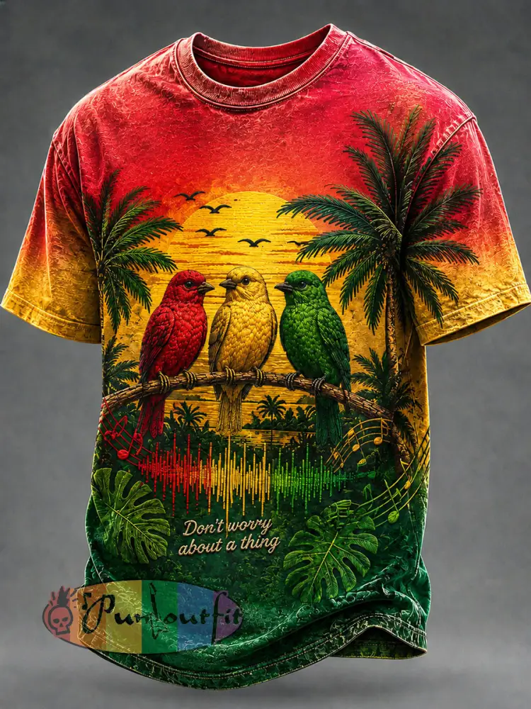 Men’s ’Every Little Thing Is Gonna Be Alright’ Printed Casual T-Shirt - As picture · S