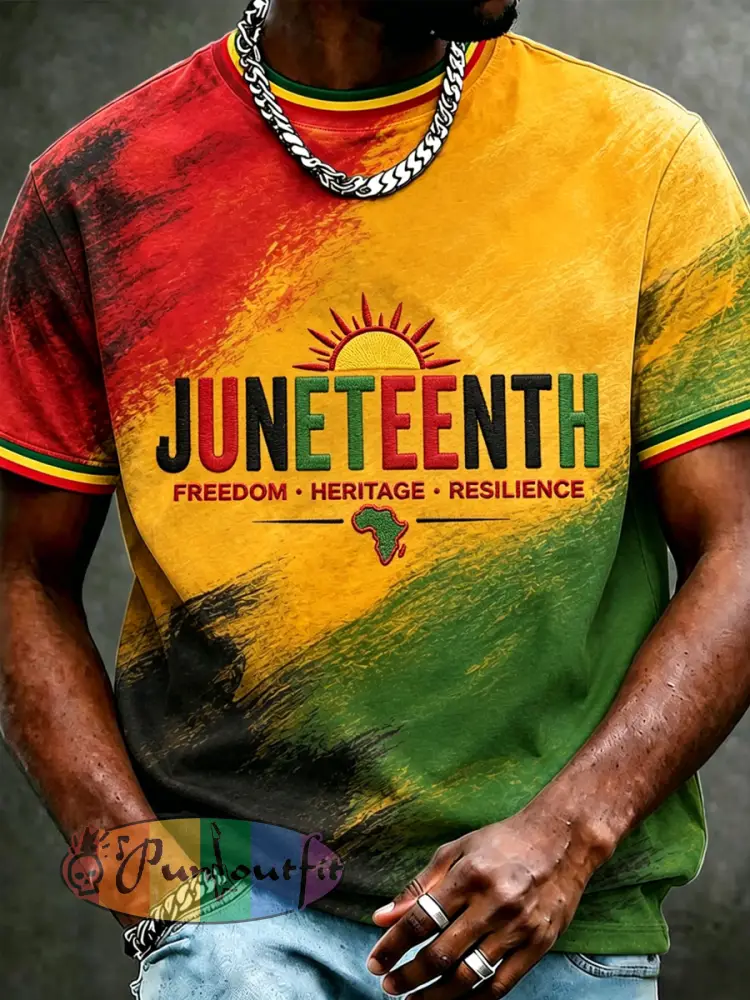 Men’s Juneteenth Print Casual Tee - Mixed Color · S