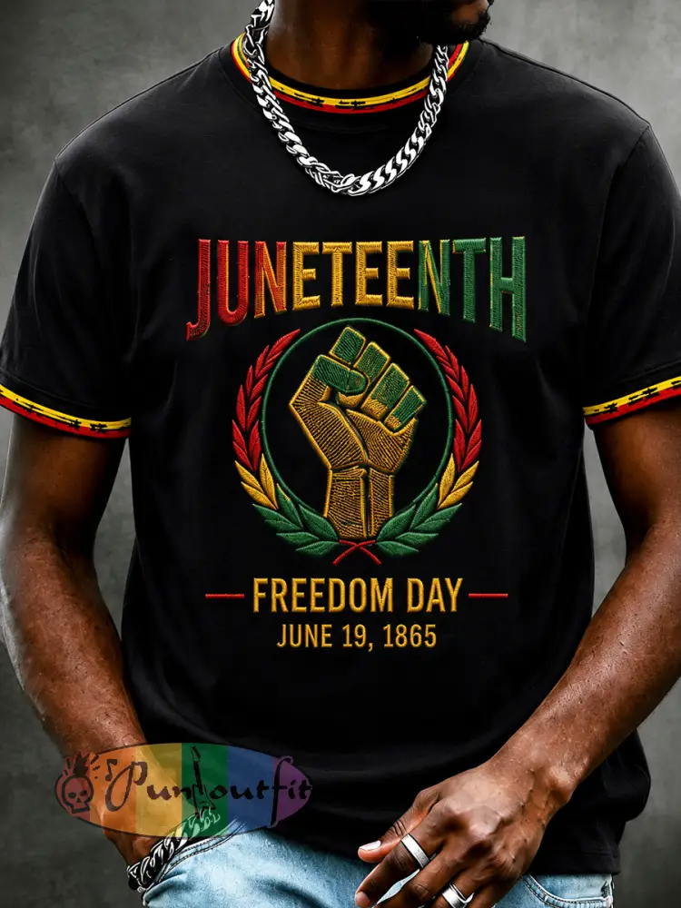 Men’s Juneteenth Print Casual Tee - Black · S