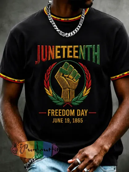 Men’s Juneteenth Print Casual Tee - Black · S