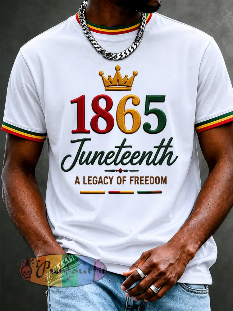Men’s Juneteenth Print Casual Tee - White · S