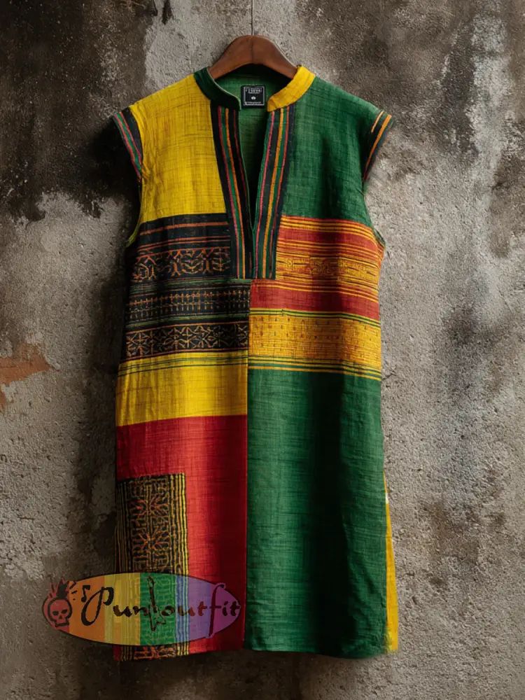 Women’s Reggae Music Linen Blend Dress - As picture · S