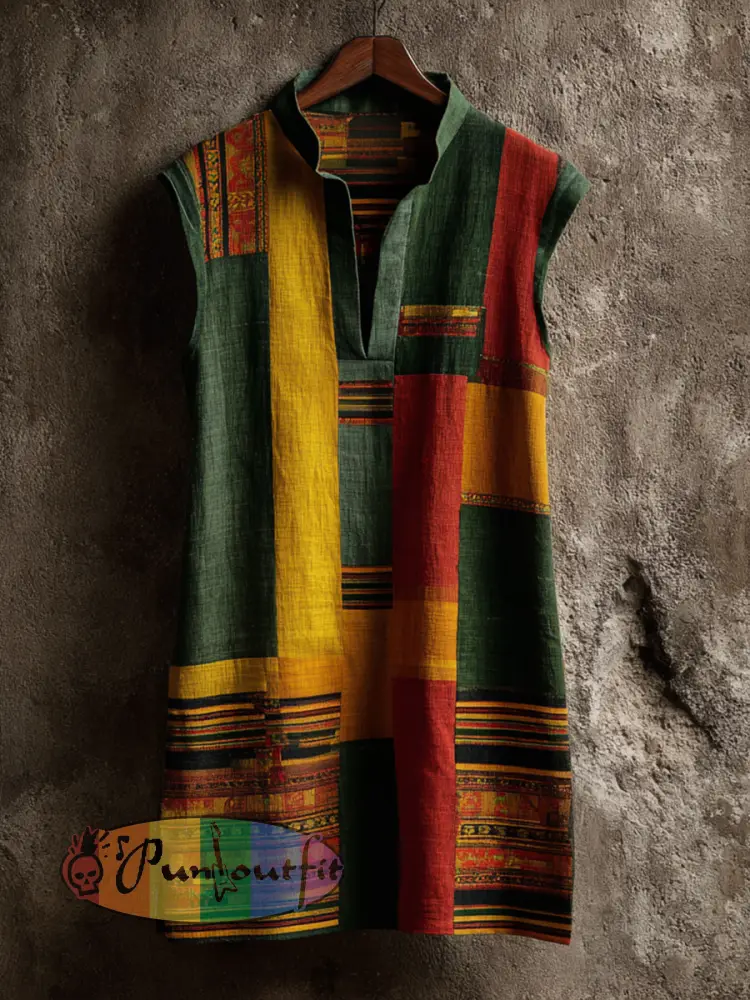 Women’s Reggae Music Linen Blend Dress - As picture · S