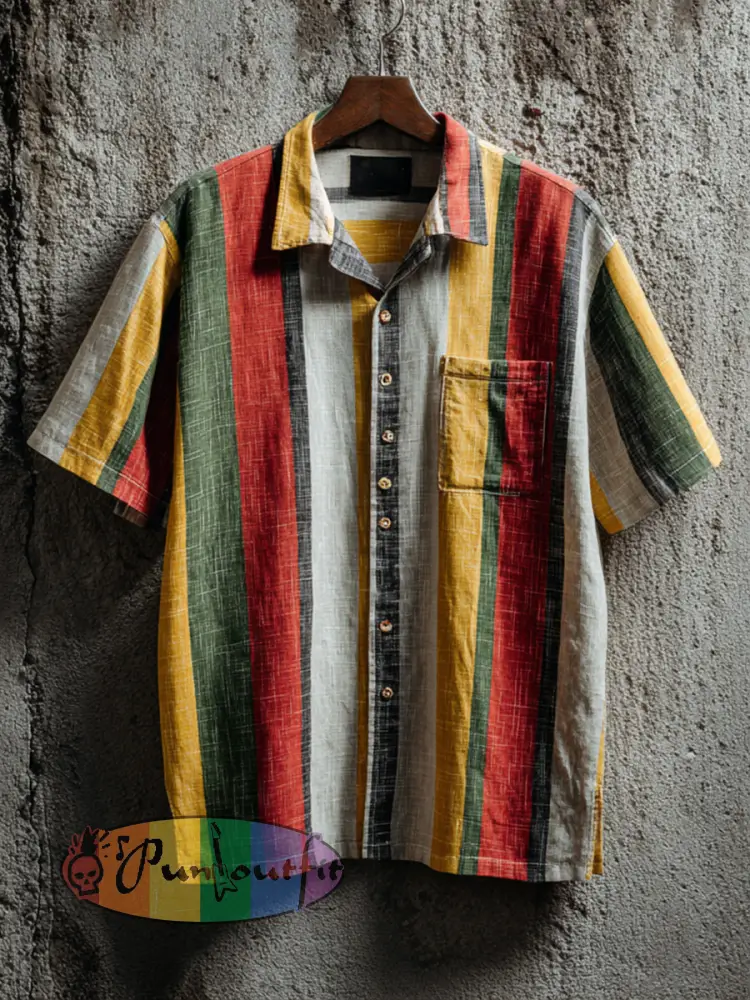 Men’s Reggae Music Linen Blend Shirt - As picture · S