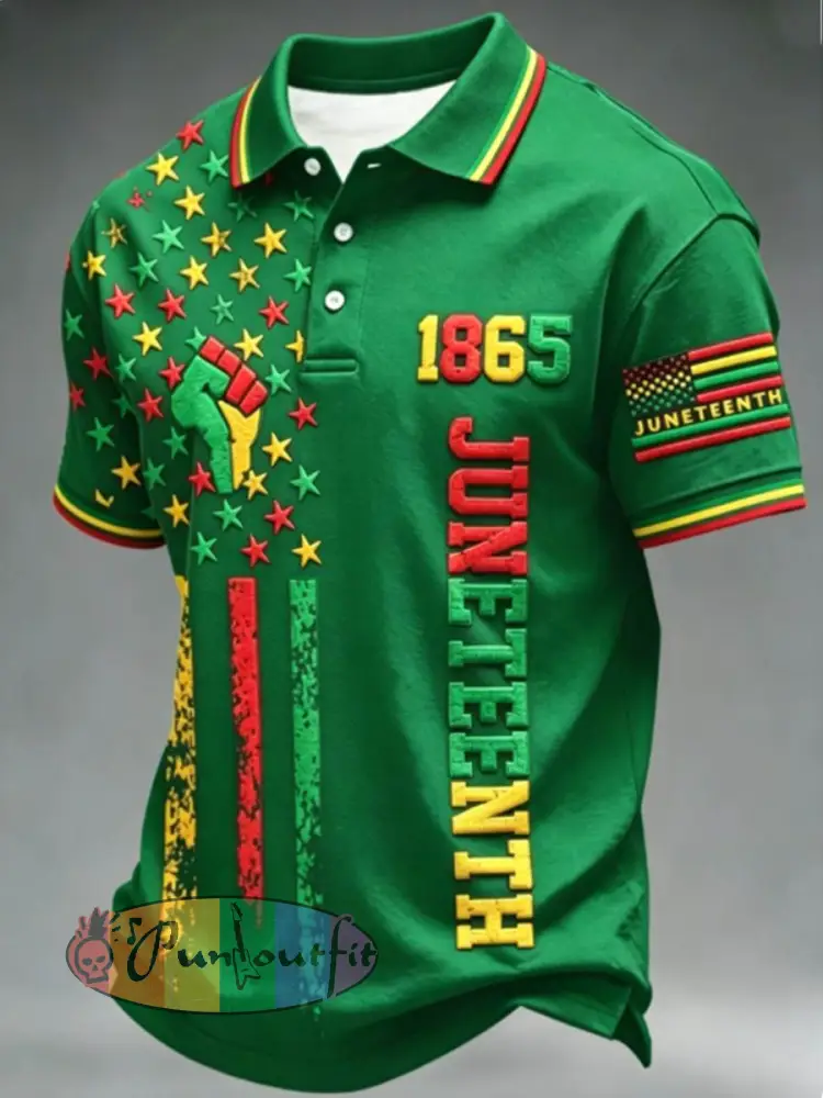 Men’s Juneteenth 1865 polo shirt - Green · S