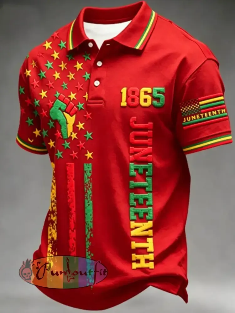 Men’s Juneteenth 1865 polo shirt - Red · S