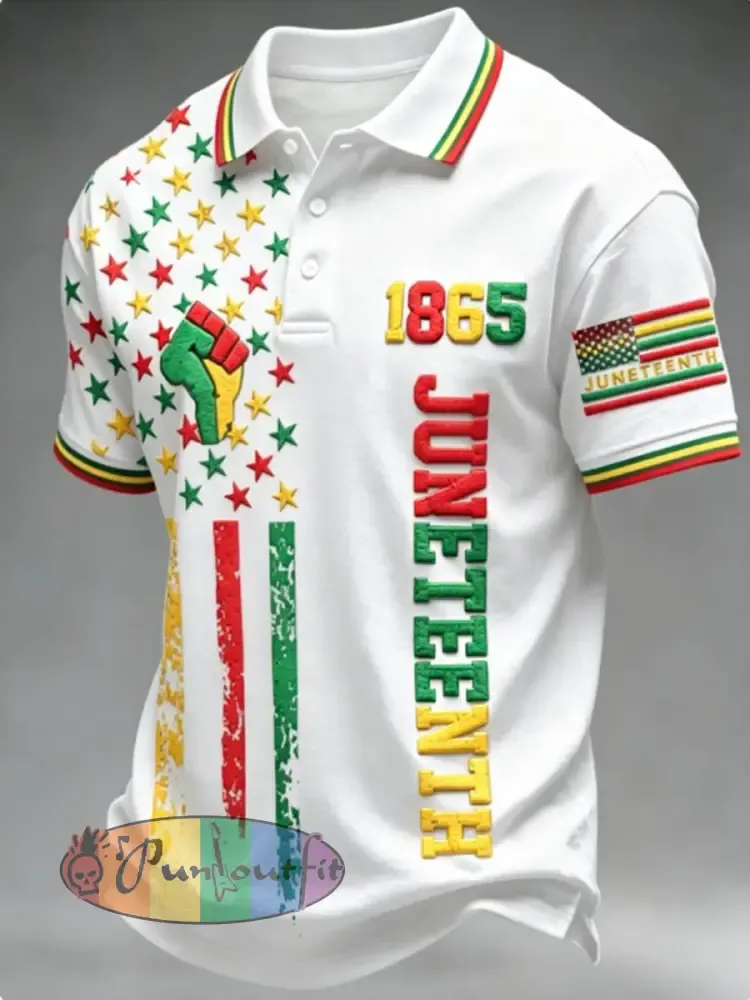 Men’s Juneteenth 1865 polo shirt - White · S