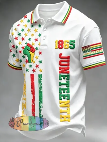 Men’s Juneteenth 1865 polo shirt - White · S