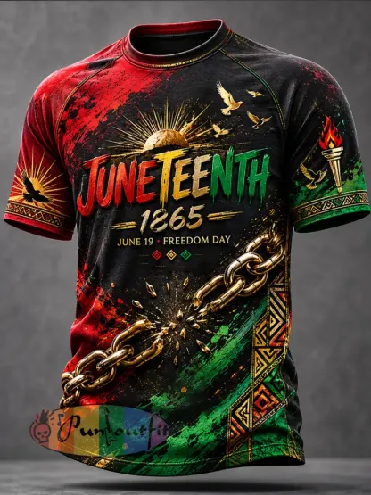 Men’s Juneteenth Design Printed Casual short sleeves t-shirt - As picture · S