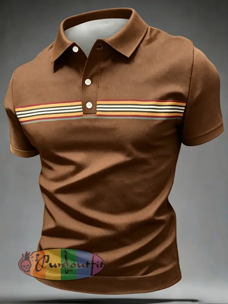 Men’s Retro polo shirt - Coffee · S