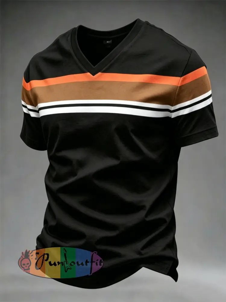 Men’s Retro V-neck T-shirt - Black · S