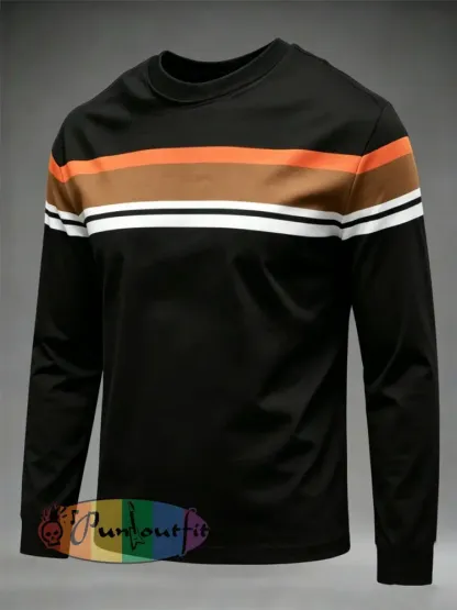 Men’s Retro long sleeve round neck T-shirt - Black · S