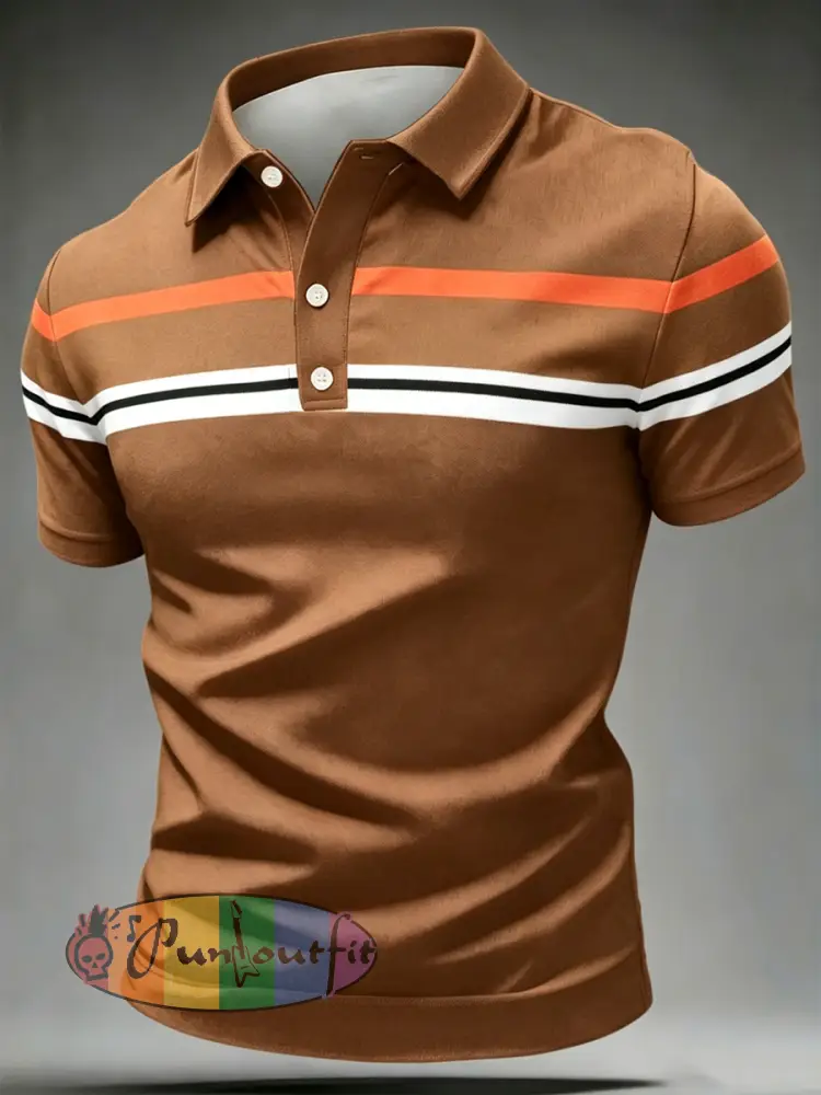 Men’s Retro polo shirt - Coffee · S