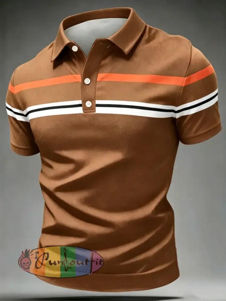 Men’s Retro polo shirt - Coffee · S