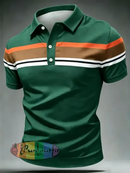 Men’s Retro polo shirt - Dark Green · S