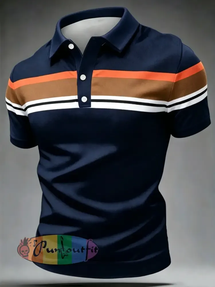 Men’s Retro polo shirt - Navy Blue · S