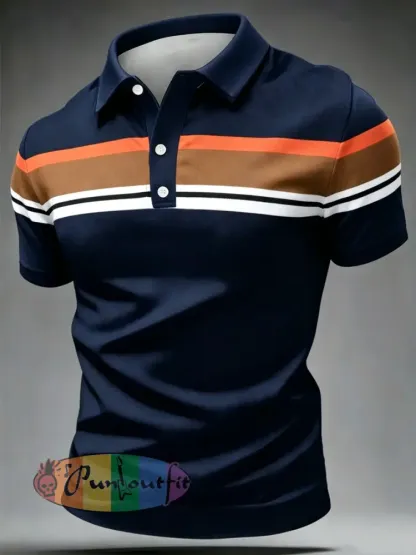 Men’s Retro polo shirt - Navy Blue · S