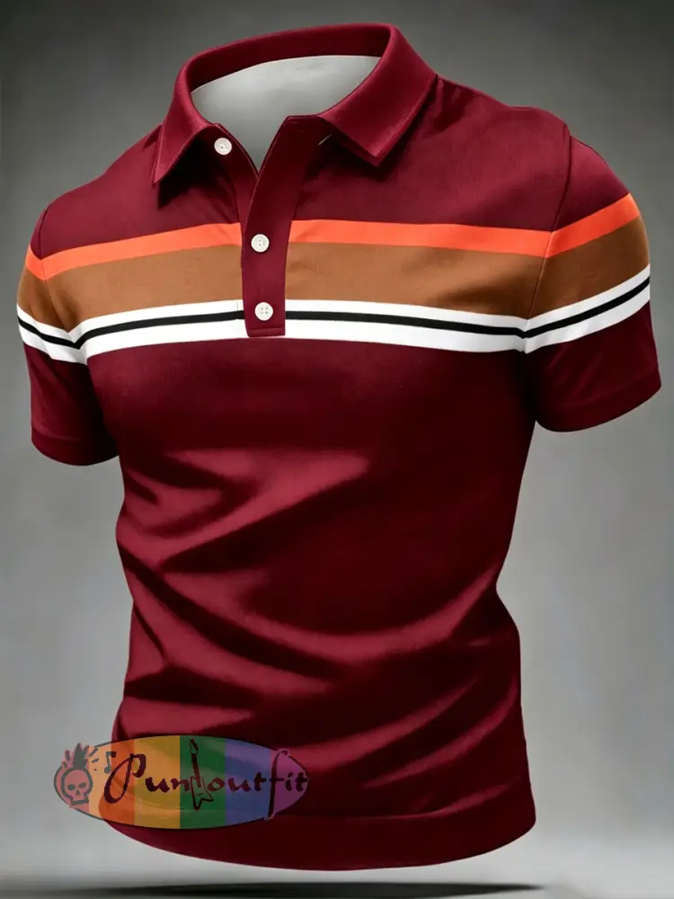 Men’s Retro polo shirt - Wine Red · S