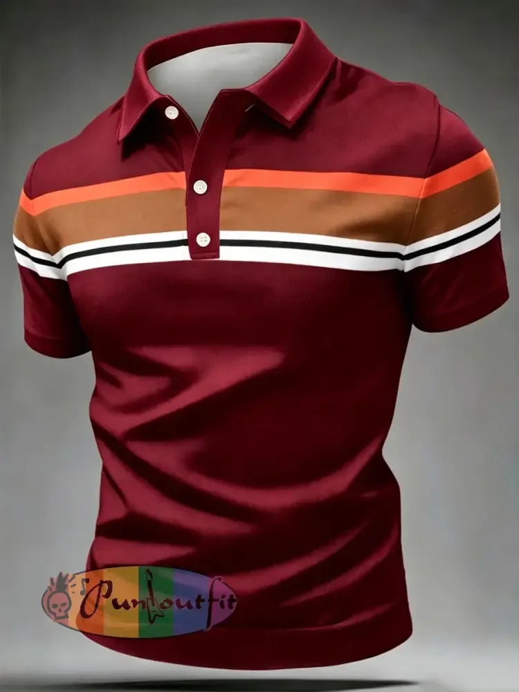 Men’s Retro polo shirt - Wine Red · S