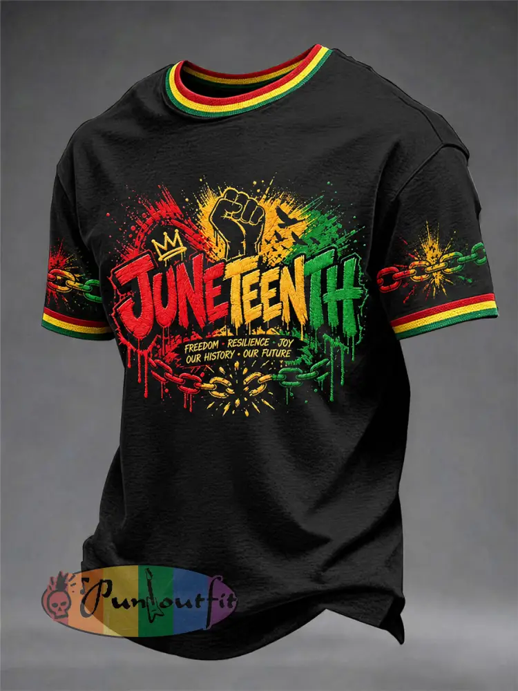 Men’s Juneteenth Print Casual Tee - Black · S