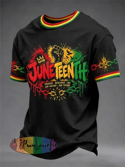 Men’s Juneteenth Print Casual Tee - Black · S
