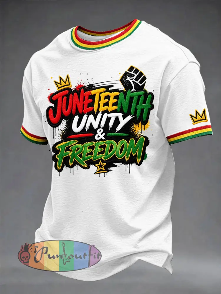 Men’s Juneteenth Print Casual Tee - White · S