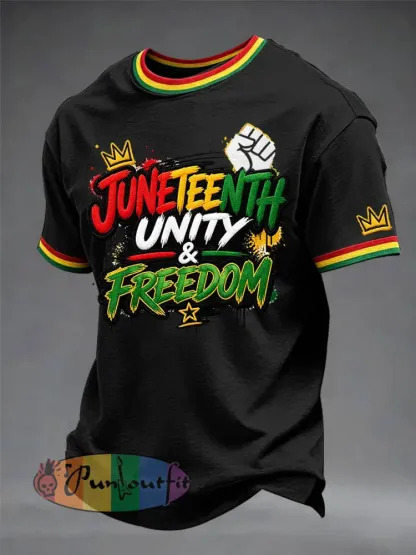 Men’s Juneteenth Print Casual Tee - Black · S