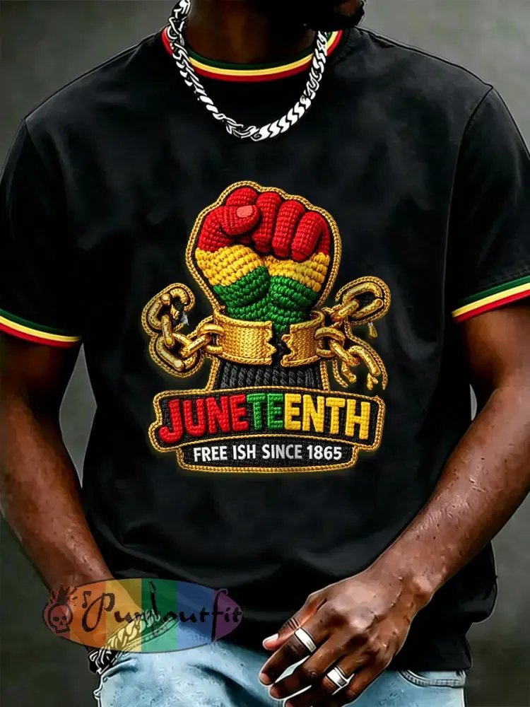 Men’s Juneteenth Print Casual Tee - Black · S