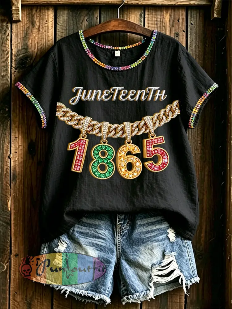Women’s Juneteenth Print Casual Tee - Black · S