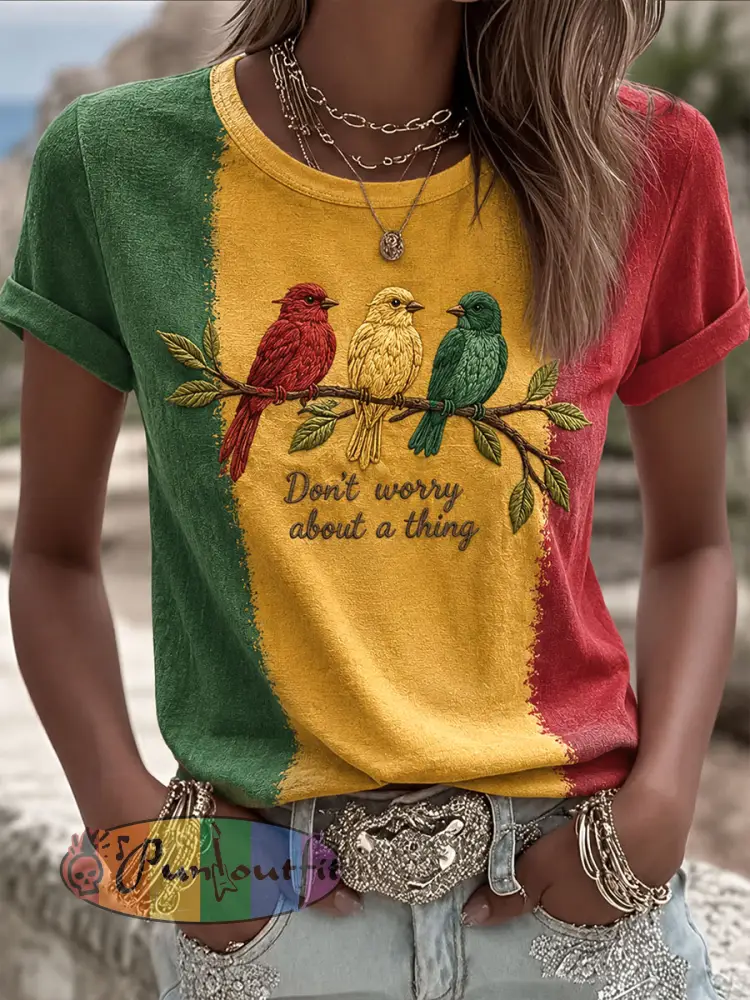Women’s ’Every Little Thing Is Gonna Be Alright’ Printed Casual T-Shirt - As picture · S