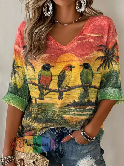 Women’s ’Every Little Thing Is Gonna Be Alright’ Printed Casual T-Shirt - As picture · S