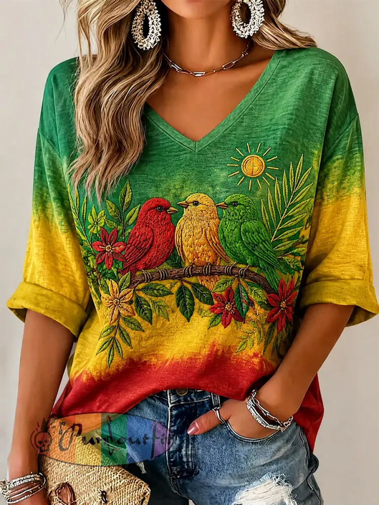 Women’s ’Every Little Thing Is Gonna Be Alright’ Printed Casual T-Shirt - As picture · S
